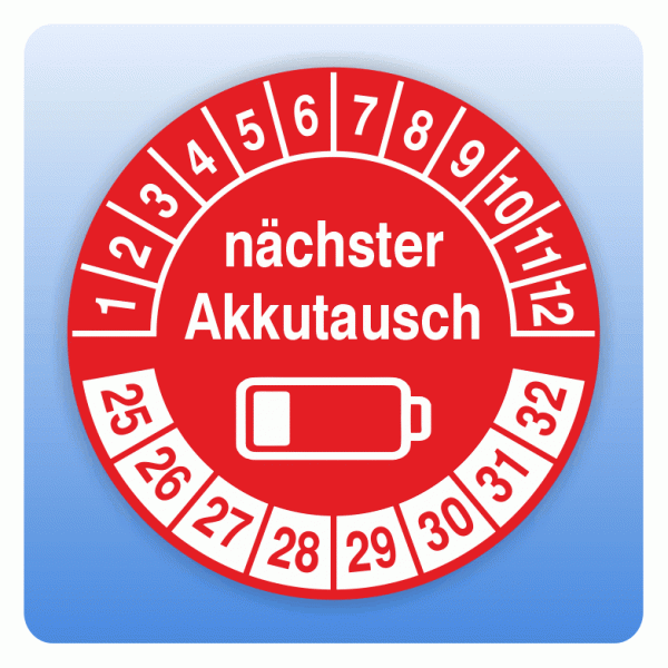 Prüfplakette Nächster Akkutausch