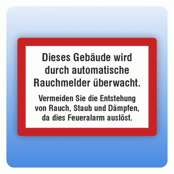Aufkleber Feuerwehrzeichen Gebäude wird durch automatische Rauchmelder überwacht