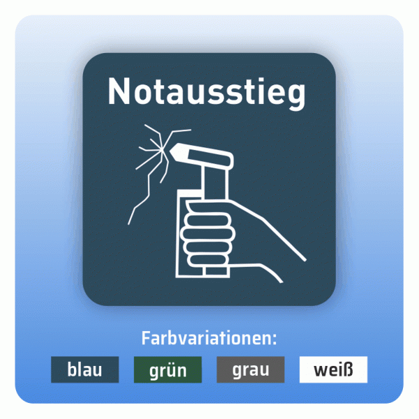 Aufkleber Bus und Bahn - Notausstieg / Nothammer