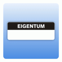 Qualitätssicherung Aufkleber "Eigentum" 15x40 mm in schwarz