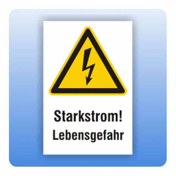 Kombi Warnschild Starkstrom Lebensgefahr W012