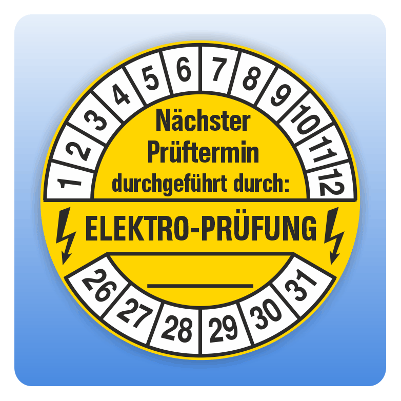 Prüfplaketten DGUV Vorschrift 3/4 Termin Prüfung Elektro Anlagen :20-50mm