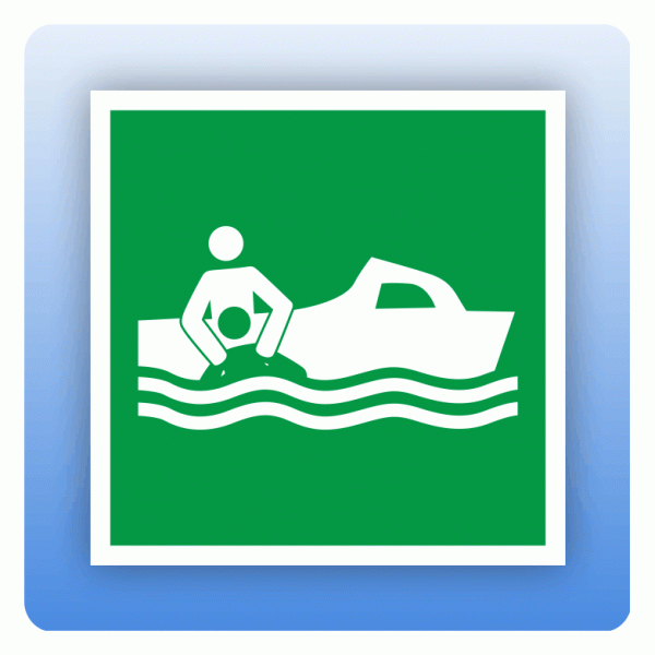 Aufkleber Rettungszeichen E037 Bereitschaftsboot ISO 7010