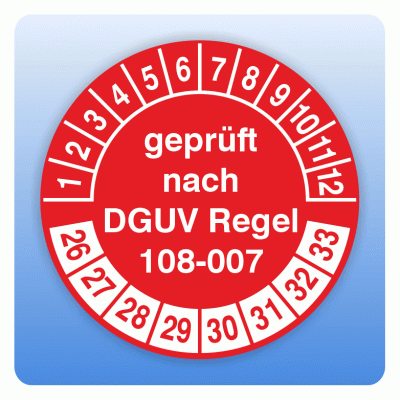 50 Prüfetiketten Für Lagereinrichtungen – DGUV 108-007, 2025–2030, Wetterfest, PP-Folie, Permanent Klebend