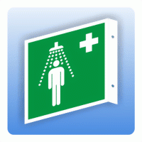 Fahnenschild Rettungszeichen E012 Notdusche ISO 7010