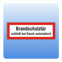 Aufkleber Feuerwehrzeichen Brandschutztür schließt automatisch nach DIN 4066