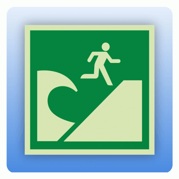 Rettungszeichen E062 Tsunami-Zufluchtsbereich ISO 7010