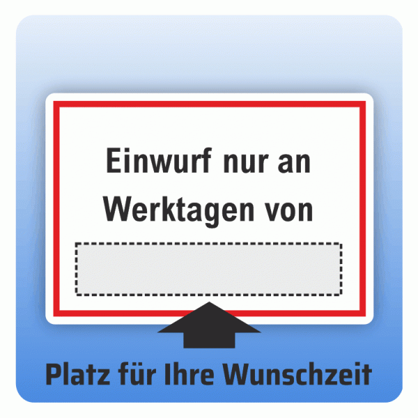 Aufkleber Einwurf nur an Werktagen mit individuellem Text