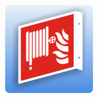 Fahnenschild Internationales Brandschutzzeichen Löschschlauch / Wandhydrant
