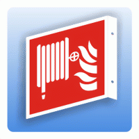 Fahnenschild Internationales Brandschutzzeichen F002 Löschschlauch / Wandhydrant ISO 7010