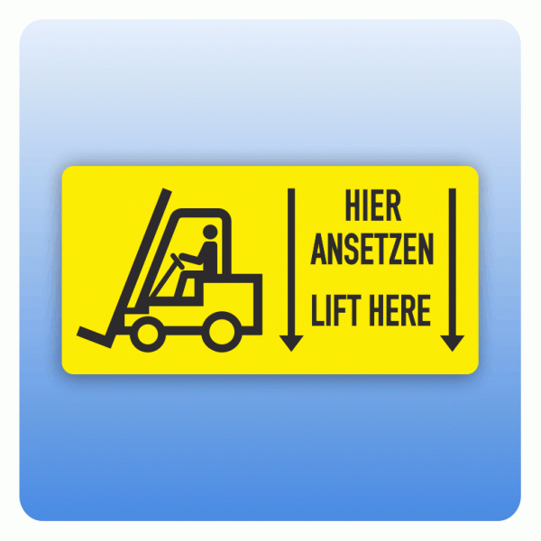 Aufkleber Hier ansetzen / Lift here