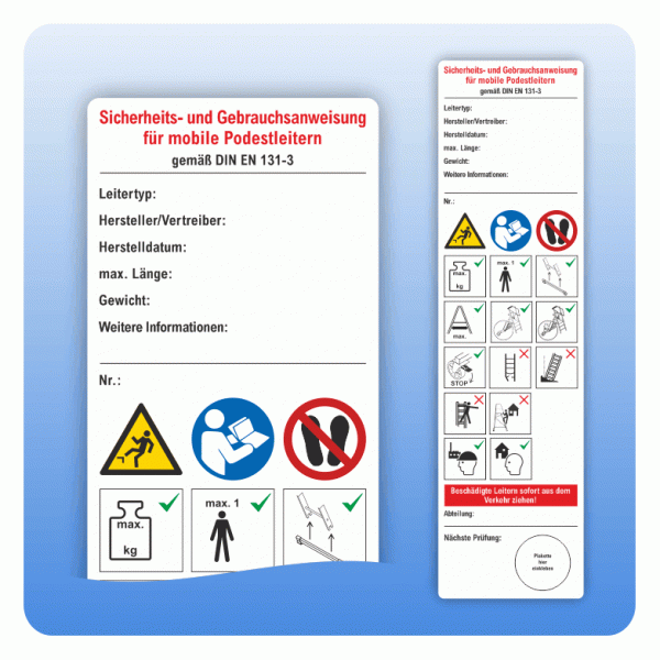 Mobile Podestleitern Sicherheits- und Gebrauchsanweisung