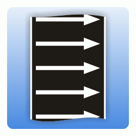 Fliessrichtungsband für Rohrleitungen schwarz, Pfeil weiss