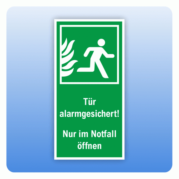 Aufkleber Tür alarmgesichert - Nur im Notfall öffnen