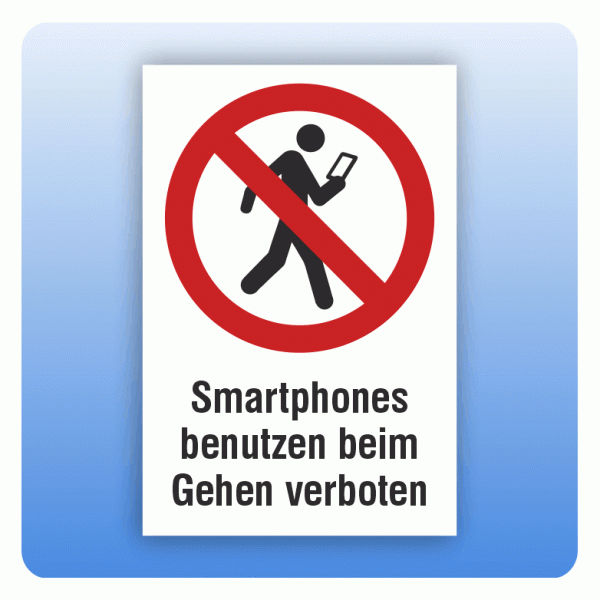 Kombi Verbotsschild Smartphone benutzen beim Gehen verboten