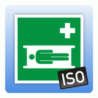 Aufkleber Rettungszeichen Krankentrage ISO 7010