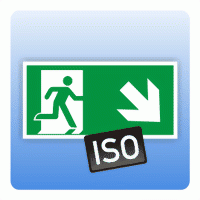 Rettungszeichen Rettungsweg / Notausgang rechts abwärts ISO 7010