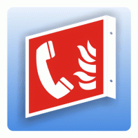 Fahnenschild Internationales Brandschutzzeichen F006 Brandmeldetelefon ISO 7010