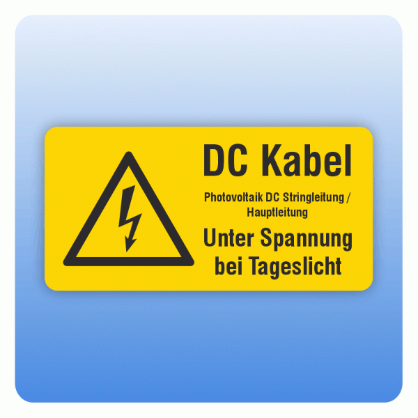 Aufkleber DC Kabel Unter Spannung bei Tageslicht