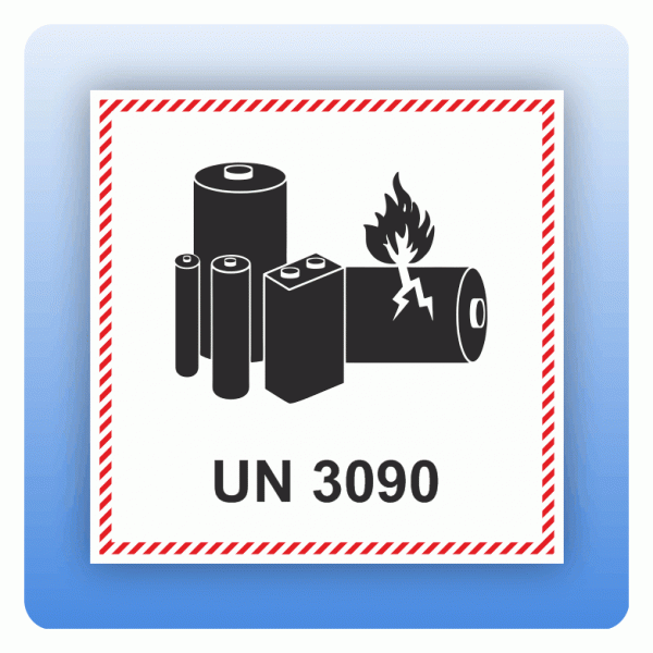 Versandaufkleber UN 3090 Lithium Metall Batterien ohne Gerät