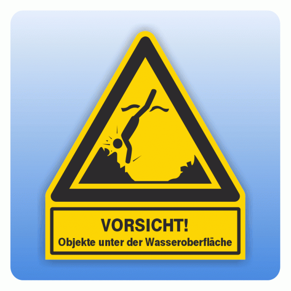 Kombi Warnsymbol Vorsicht Objekte unter der Wasseroberfläche W049