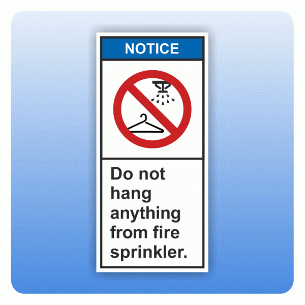 Sicherheitszeichen Do not hang anything from fire sprinkler (ANSI Z535) Aufkleber