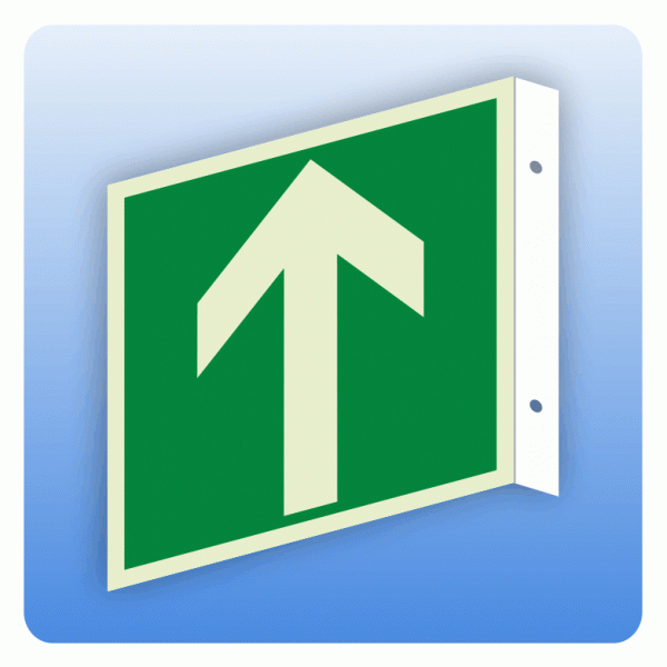 Fahnenschild Rettungszeichen Pfeil nach oben