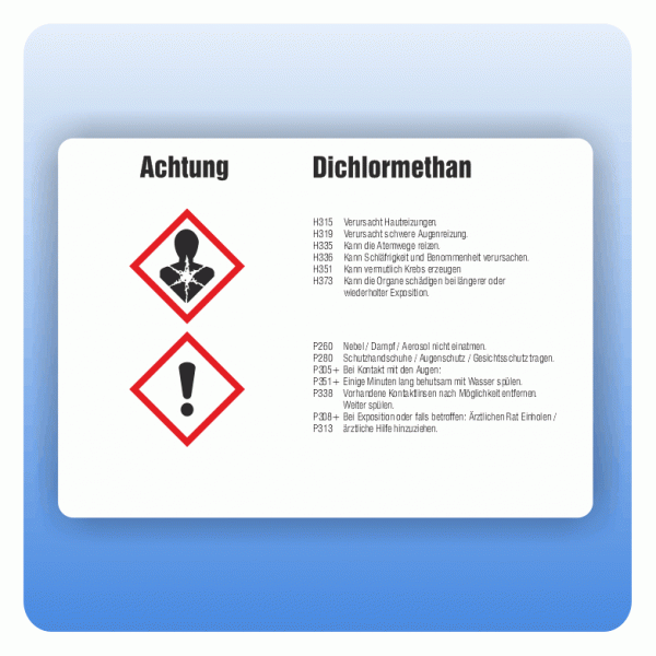 Gefahrstoffaufkleber Dichlormethan für Behälter bis 3 Liter