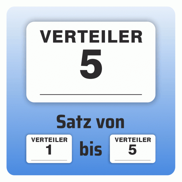 Aufkleber Heizkreisverteiler mit Freifeld Satz 1 bis 5
