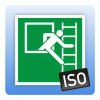 Aufkleber Rettungszeichen Notausstieg mit Fluchtleiter rechts ISO 7010