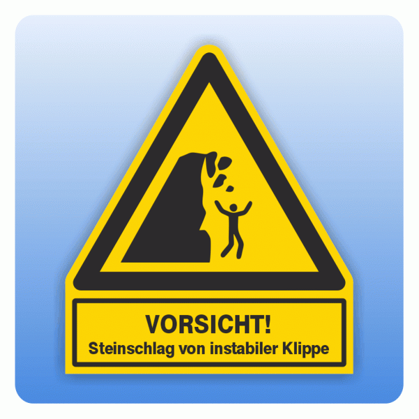Kombi Warnsymbol Vorsicht Steinschlag von instabiler Klippe W053