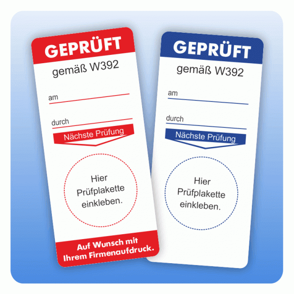 Grundetikett Geprüft gemäss W392 - Rohrnetzüberwachung und Kontrolle