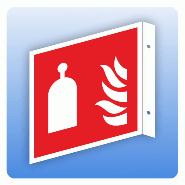 Fahnenschild Internationales Brandschutzzeichen F014 Auslösestation für Raumschutz ISO 7010