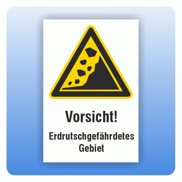 Kombi Warnschild Vorsicht Erdrutschgefährdetes Gebiet W078