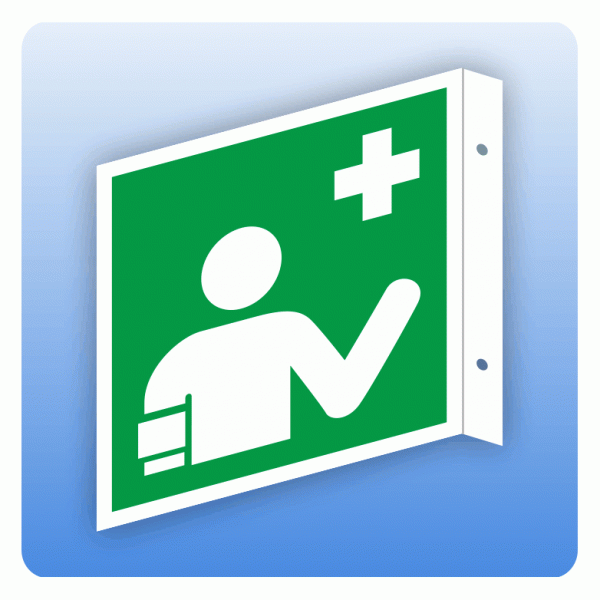 Fahnenschild Rettungszeichen E064 Ersthelfer ISO 7010