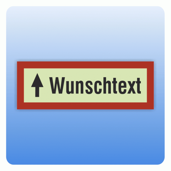 Feuerwehrzeichen Wunschtext mit Pfeil nach oben nach DIN 4066