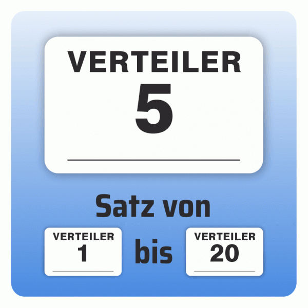 Aufkleber Heizkreisverteiler mit Freifeld Satz 1 bis 20