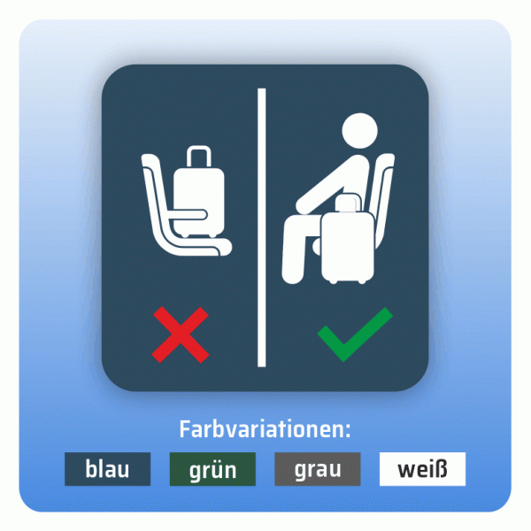 Aufkleber Bus und Bahn - Gepäck nicht auf Sitz stellen
