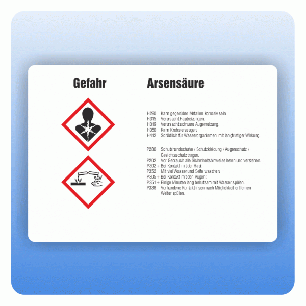 Gefahrstoffaufkleber Arsensäure für Behälter von 50 bis 500 Liter