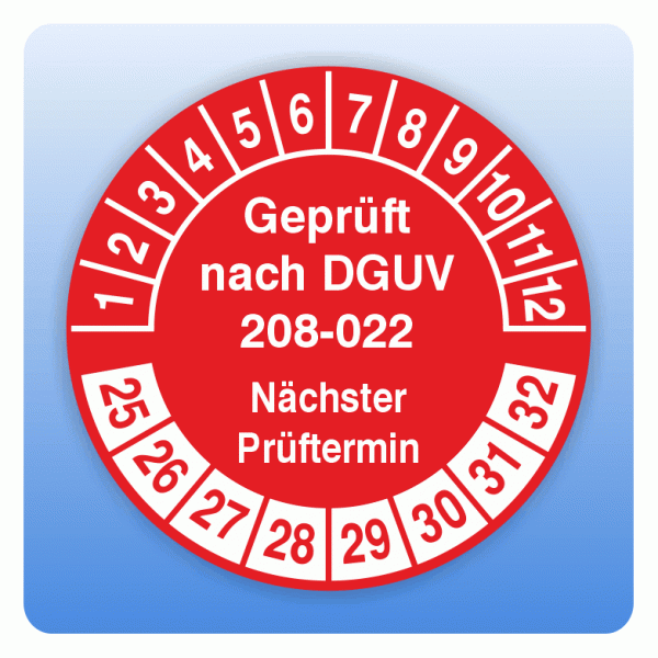 Prüfplakette Geprüft nach DGUV 208-022 Türen und Tore