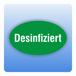 Qualitätssicherung Aufkleber "Desinfiziert" oval in grün