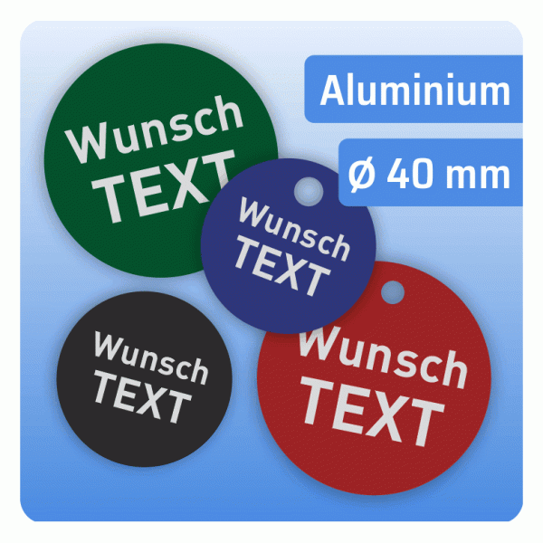 Gravurschild Aluminium eloxiert Ø 40 mm