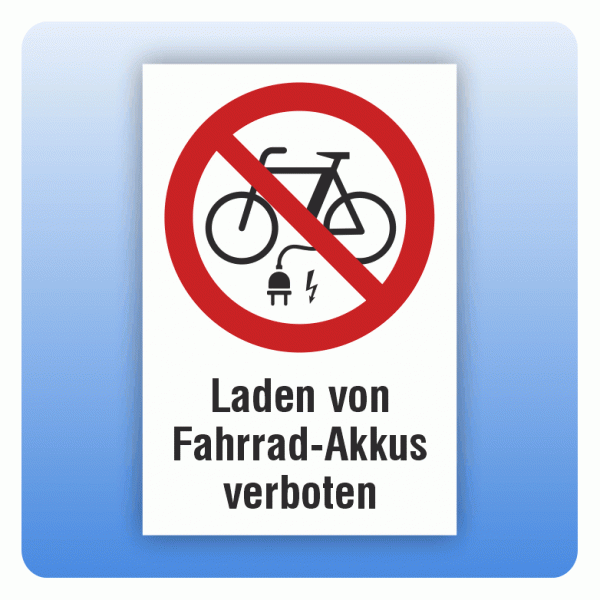 Kombi Verbotsschild Laden von Fahrrad-Akkus verboten