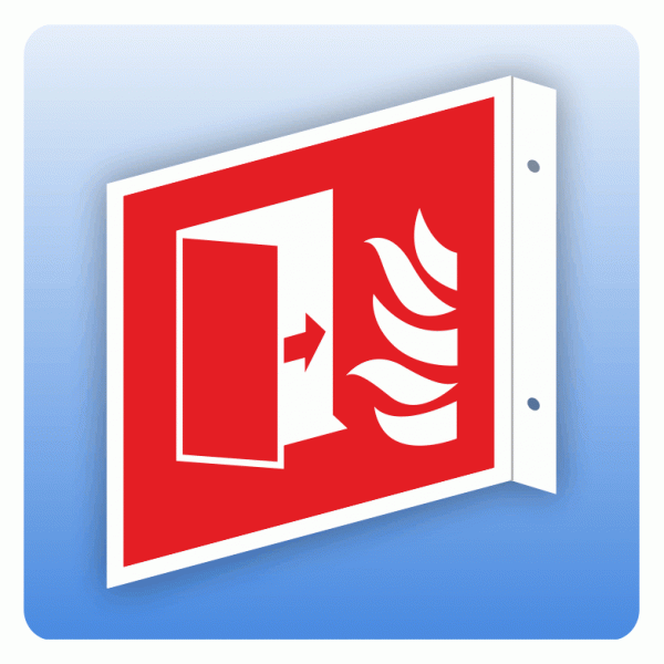 Fahnenschild Internationales Brandschutzzeichen F007 Brandschutztür ISO 7010
