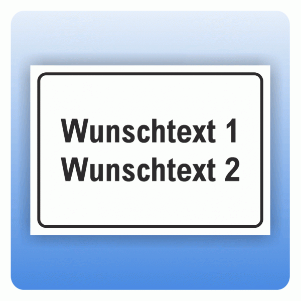 Aufkleber Wunschtext zweizeilig weiss mit schwarzer Umrandung
