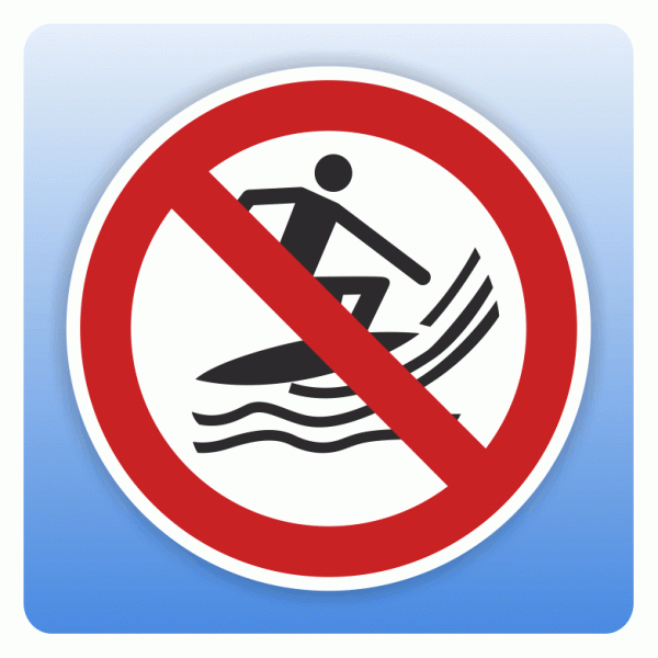 Verbotsschild P059 Surfen verboten
