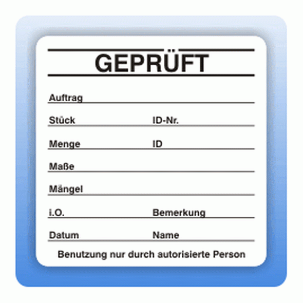 Qualitätssicherung Aufkleber "Geprüft" in schwarz
