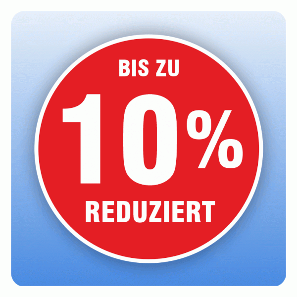 Rabattaufkleber 10 Prozent reduziert für Schaufenster
