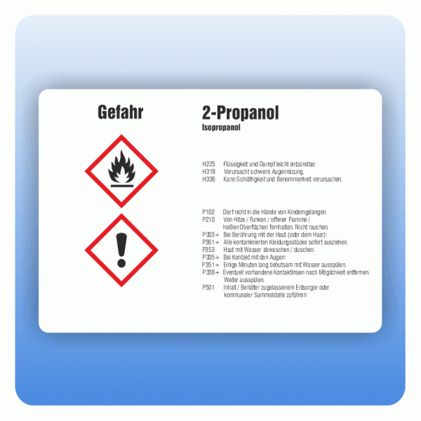Gefahrstoffaufkleber 2-Propanol (Isopropanol) für Behälter bis 3 Liter