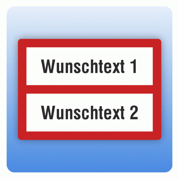 Feuerwehrzeichen zweigeteilt mit Wunschtext nach DIN 4066
